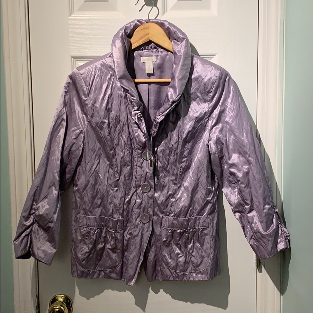 EUC Gorgeous Chico’s jacket - Lavender shimmer! 8